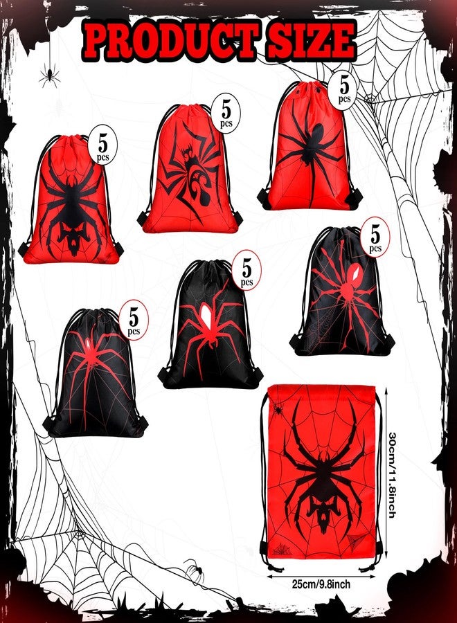 Lothee 30 Pcs Spider Drawstring Goodie Gift Bags Spider Party Favors Hero Birthday Party Decoration Supplies Spiderweb Candy Treat Bags - Image 3